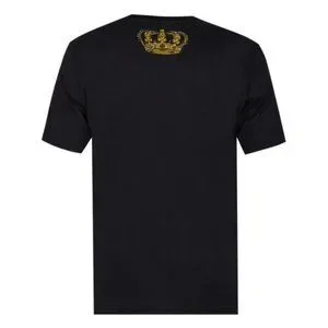 Dolce & Gabbana ハート Tシャツ ブラック Jersey T-shirt with all-over flocked DG logo in Black for